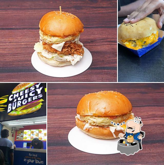 Food at Cheesy Juicy Burgers