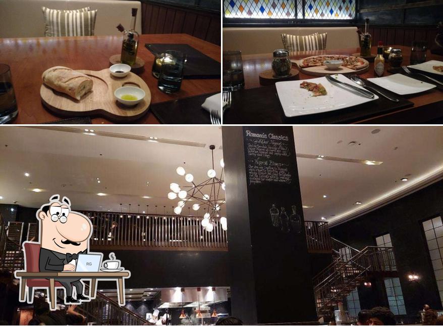 Take a seat at one of the tables at Romano's