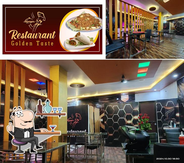 This is the picture showing interior and food at Restaurant Golden Taste