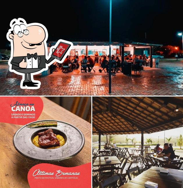 Esta é a ilustração apresentando exterior e comida no Canoa Bonita Bar