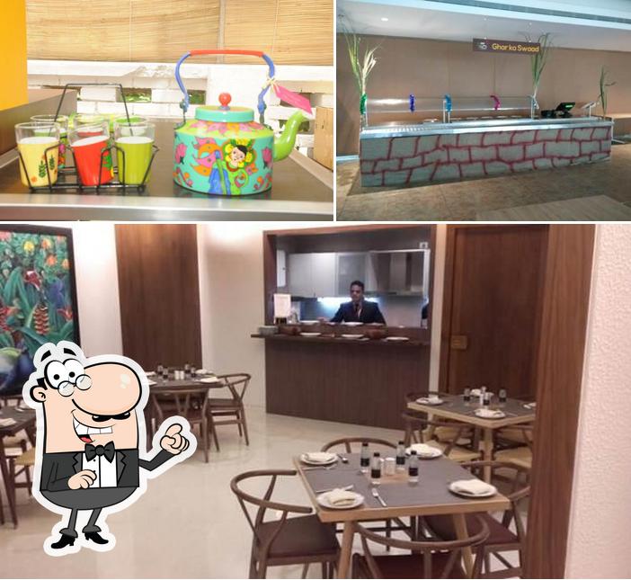 The restaurant's interior and dining table