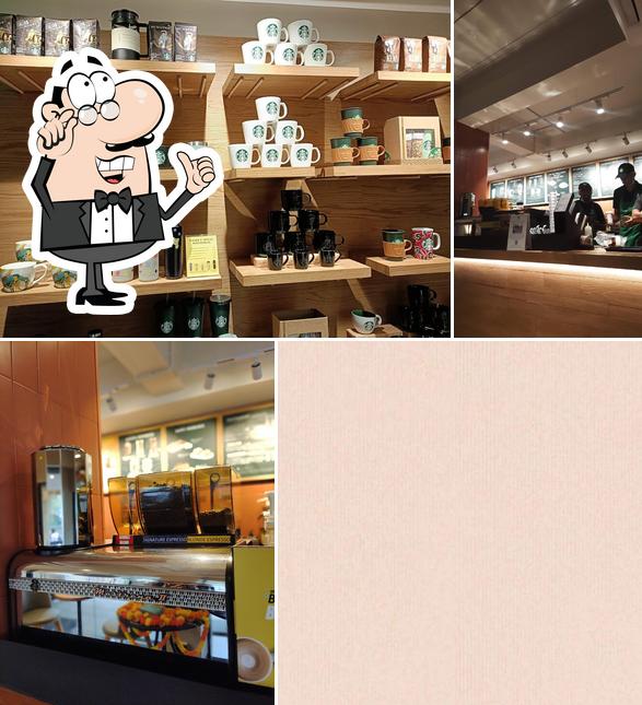 The interior of Starbucks Coffee