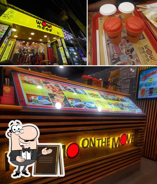 The picture of exterior and beverage at Wow! Momo