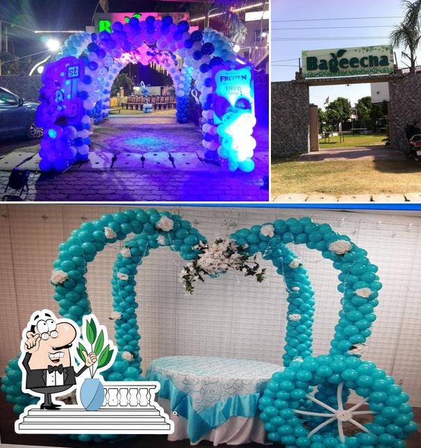 The picture of exterior and food at BAGEECHA Restaurant