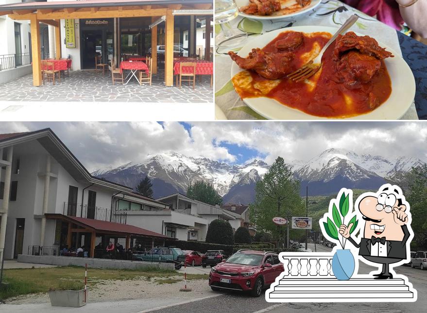 Dai un’occhiata alla immagine che presenta la esterno e cibo di Ristorante La Perla Del Gran Sasso
