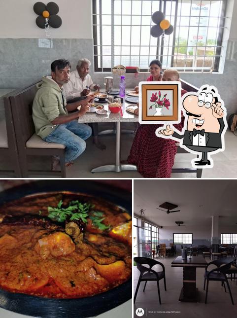 The restaurant's interior and food