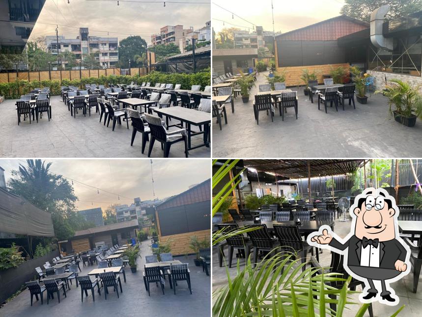Take a seat at one of the tables at Barbeque Square