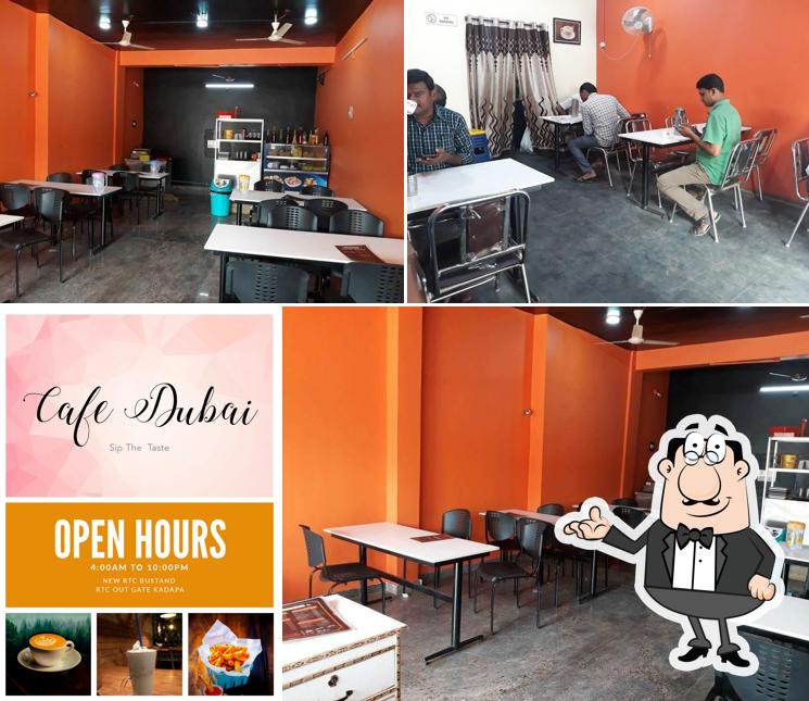 Take a seat at one of the tables at Cafe Dubai