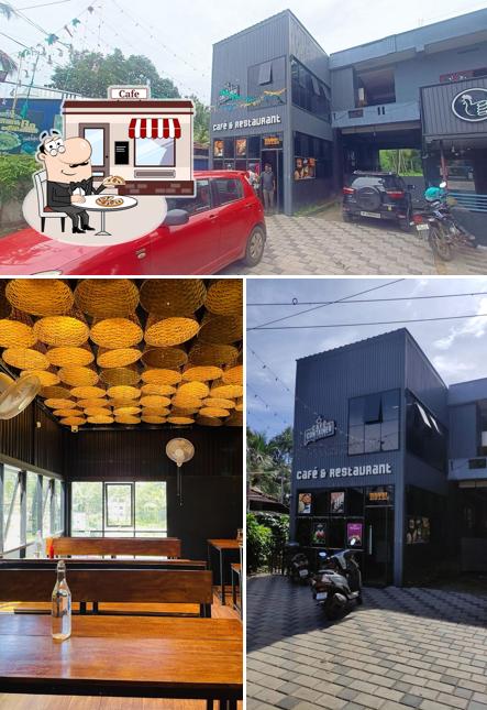 The picture of exterior and beverage at Cafe Container Lounge