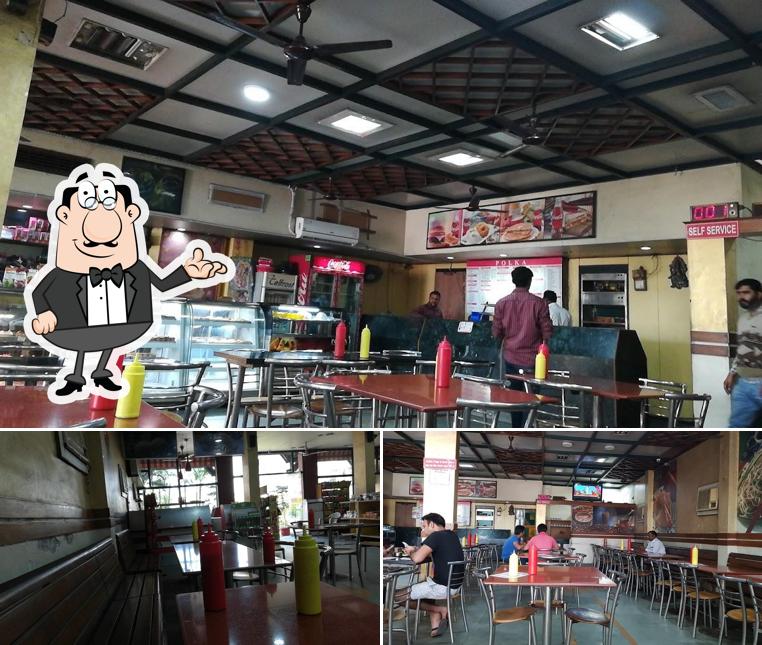Take a seat at one of the tables at polka pastry and snacks bar