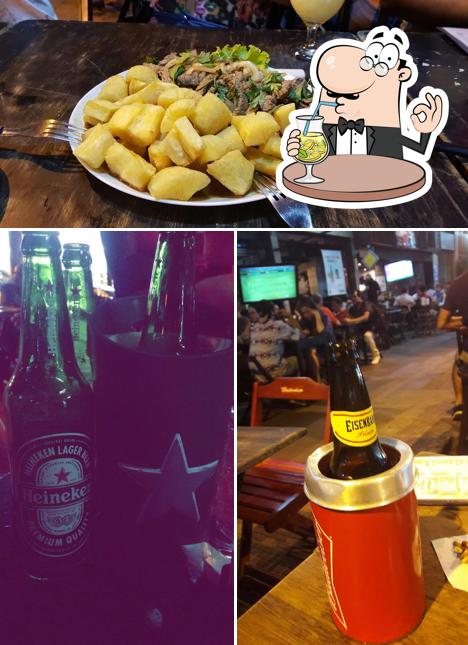 A ilustração da bebida e comida a Restaurante Sociedade Secreta