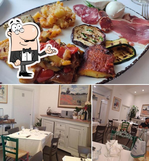 Questa è la immagine che raffigura la interni e cibo di Ristorante Pizzeria Montestella Lu Scarpariell
