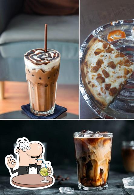 Among different things one can find drink and pizza at Mom's Pizza