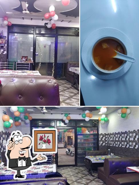 The picture of interior and food at Namo Restaurant Ghaziabad