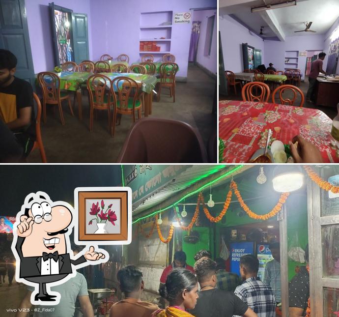 The restaurant's interior and food