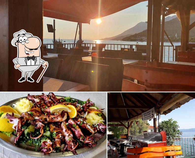 Questa è la immagine che presenta la esterno e cibo di Restaurant Paškal Zaostrog