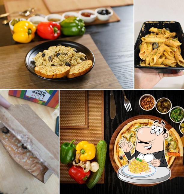 Spaghetti carbonara at Hashtag Pizza