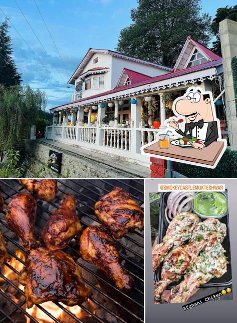 This is the image showing food and exterior at Smokey Castle