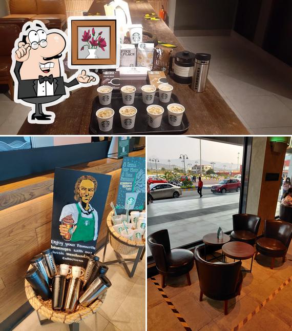 The interior of Starbucks Coffee