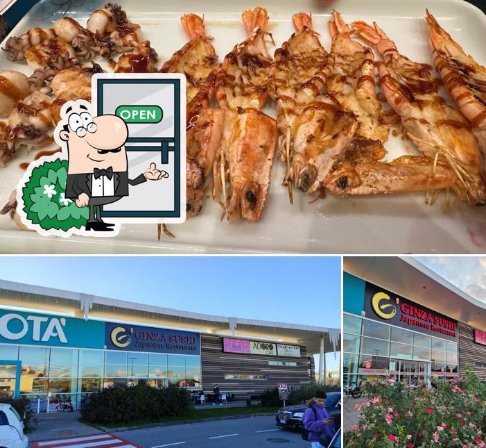 La esterno e cibo del ristorante