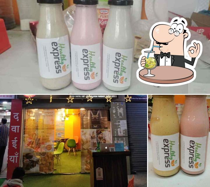 Among various things one can find drink and interior at Healthy Express