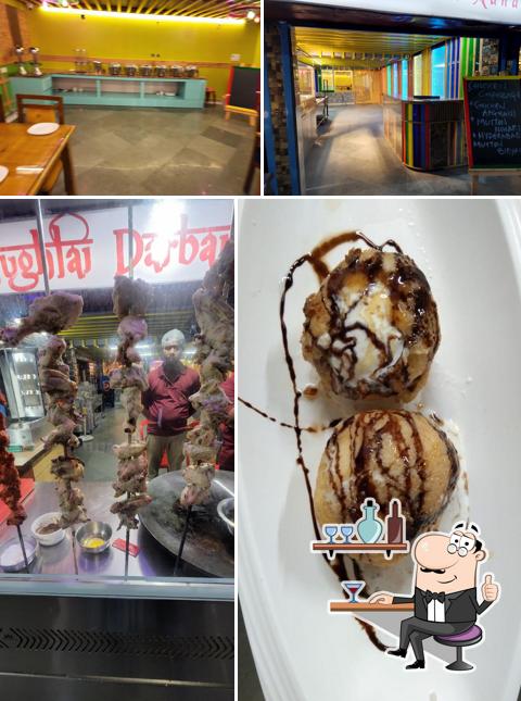 Among different things one can find interior and food at Mughlai Darbar