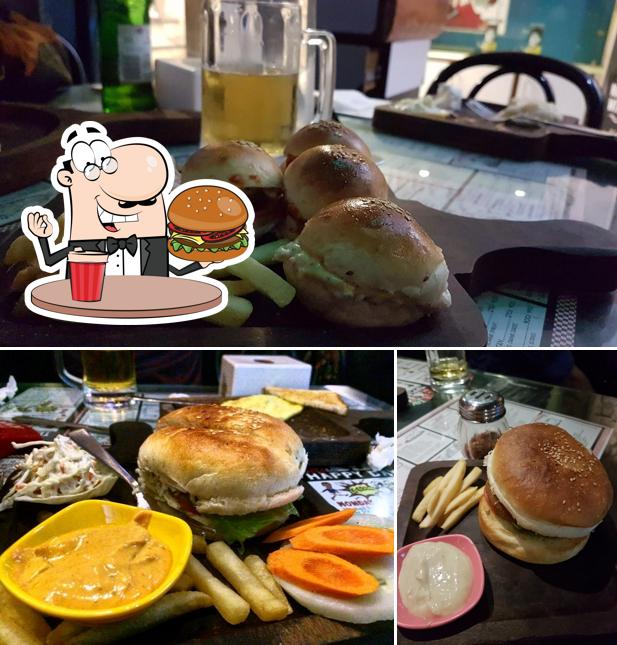 Order a burger at Cafe Tunes