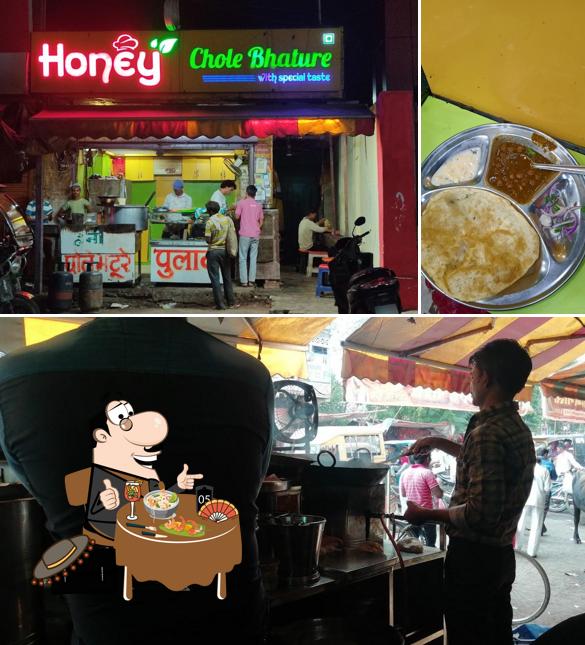 The picture of food and exterior at Honey Chole Bhature Morena