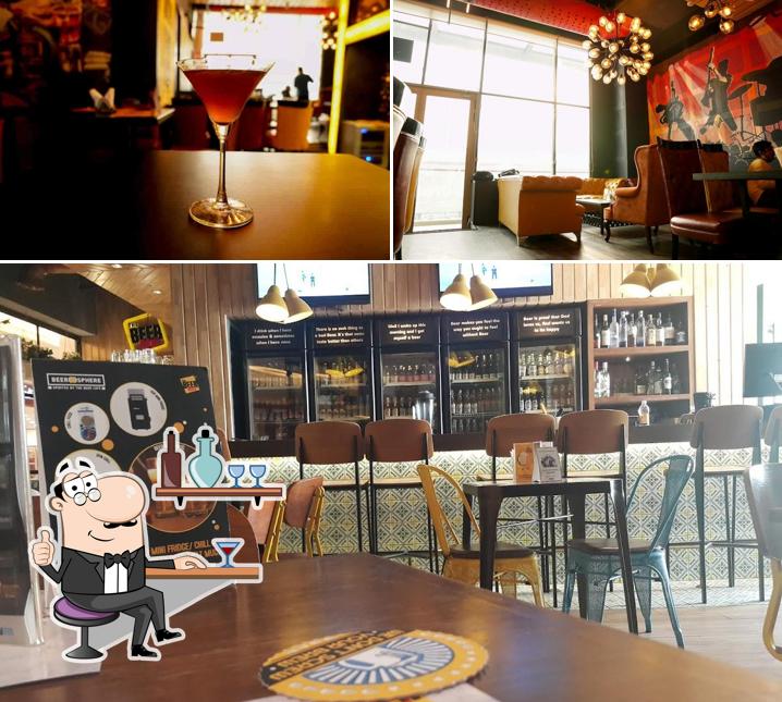 Take a seat at one of the tables at The Beer Café