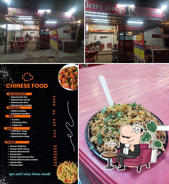 Among different things one can find interior and food at Utsav Fast Food