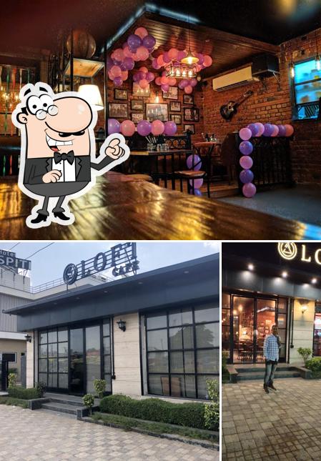 Among different things one can find exterior and bar counter at Loft Cafe - Top rated Restaurant in Mathura Pure veg with authentic North Indian & Italian
