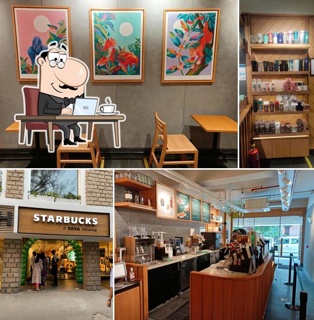 The interior of Starbucks