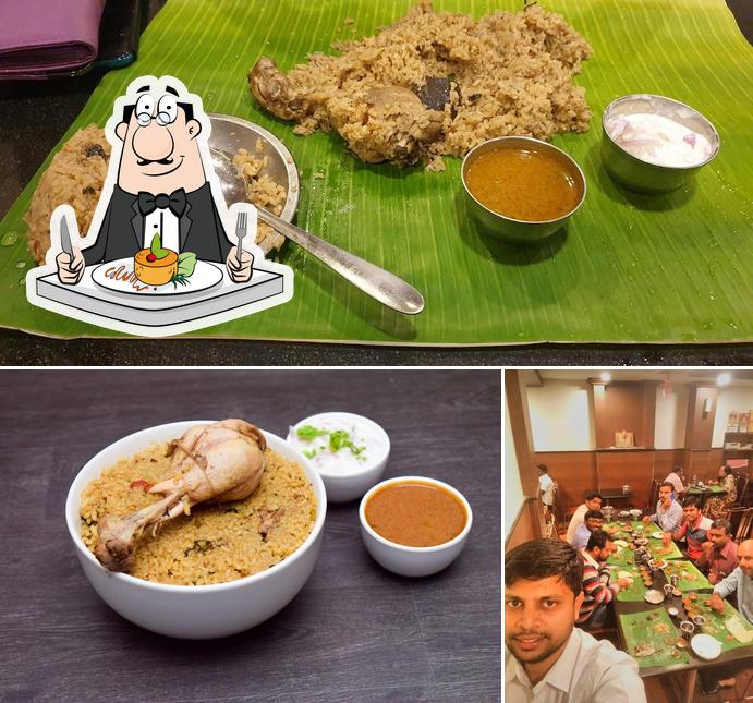 This is the picture displaying food and dining table at Hotel Atchayaa Chettinadu