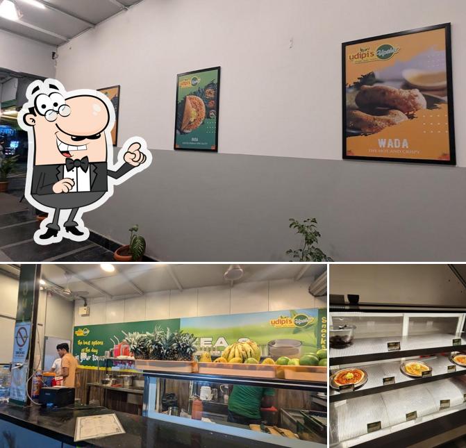 Take a seat at one of the tables at Udipi's Upahar Gowlidoddy