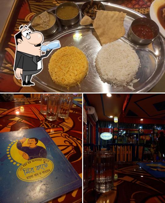 This is the picture showing drink and food at Mitra Restaurant