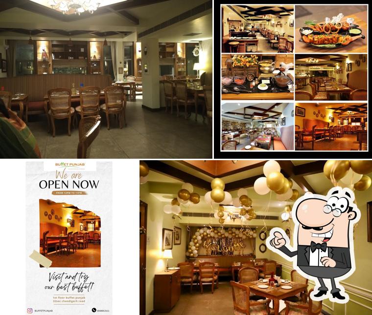 Take a seat at one of the tables at Buffet Punjab