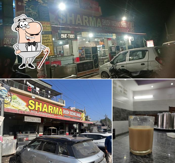This is the photo depicting exterior and beverage at Sharma Dhaba{Sharma Shudh Vaishno Dhaba Sweets & Fast Food}