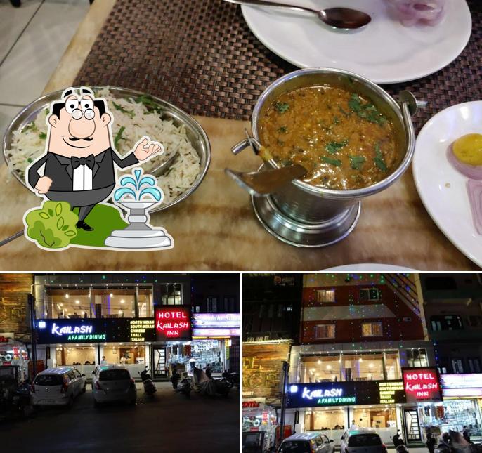 This is the photo showing exterior and food at SHREE KAILASH Hotel & Restaurant