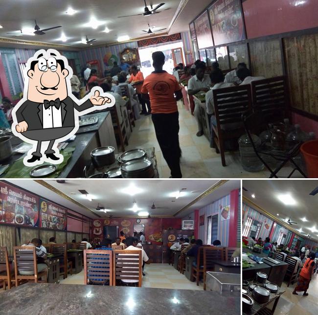 The restaurant's interior and food