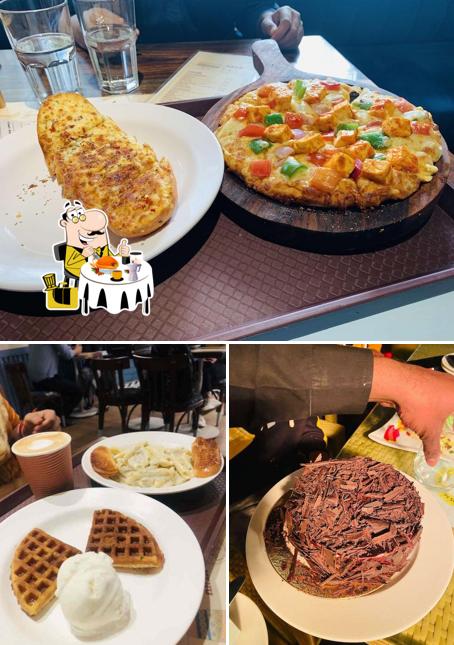 Garlic bread, waffles and chocolate cake at The Hazelnut Factory - Gomti Nagar