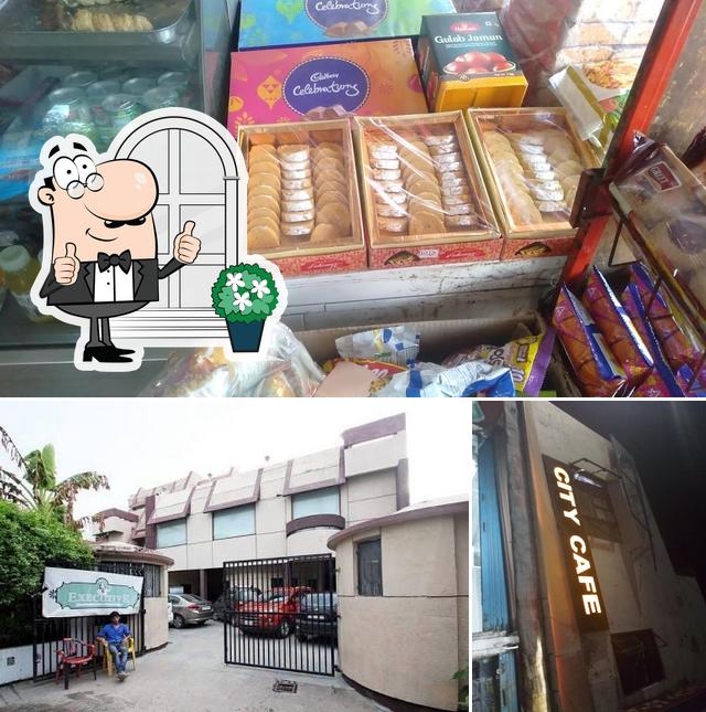 Check out the photo showing exterior and food at City Cafe