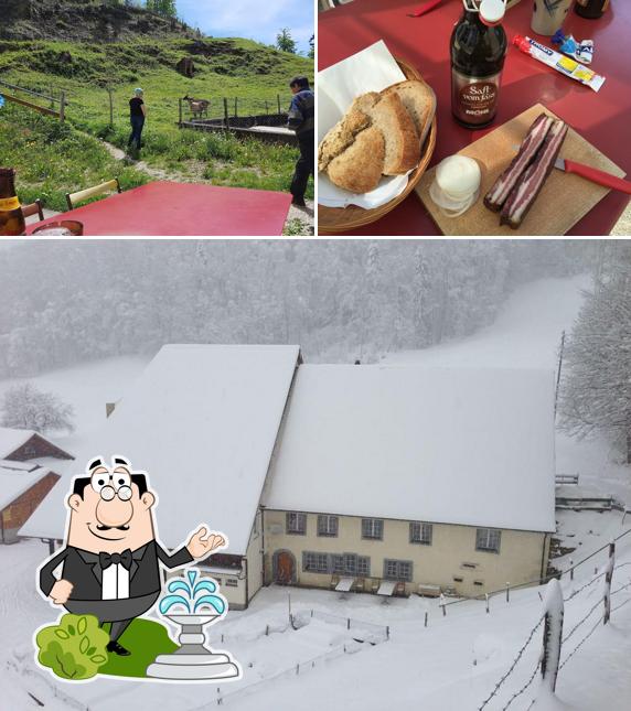 La esterno e cibo del ristorante