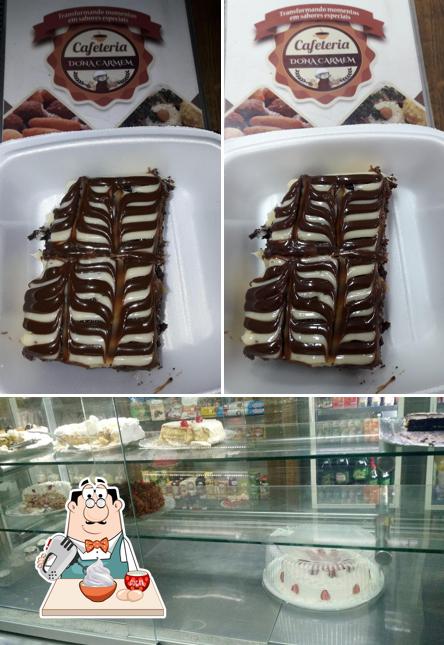 Cafeteria Dona Carmen serve uma seleção de sobremesas