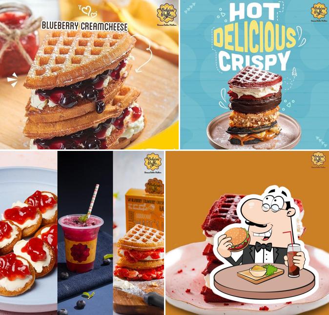 Order a burger at The Belgian Waffle Co