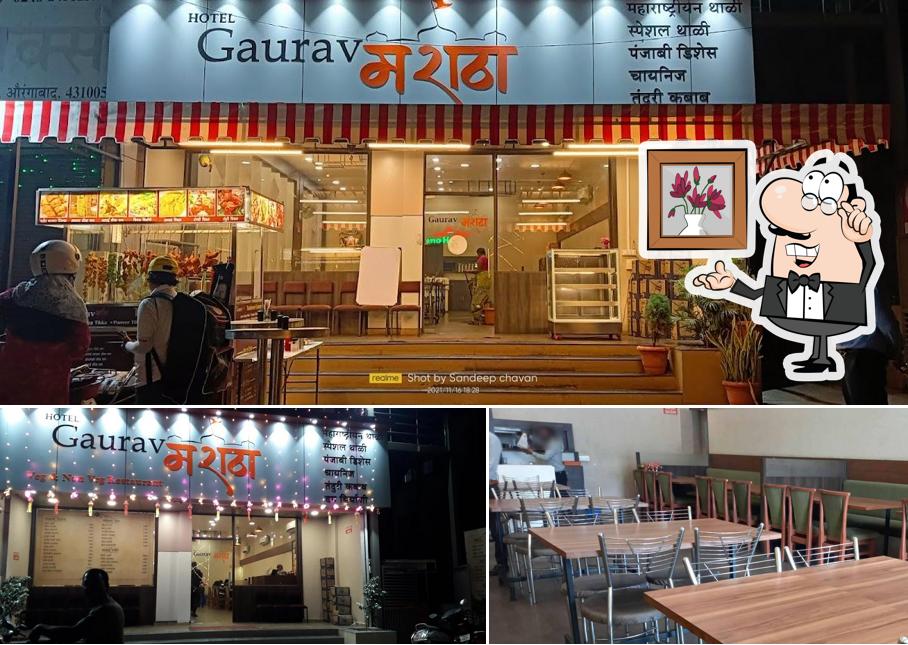 The interior of Hotel Gaurav Maratha