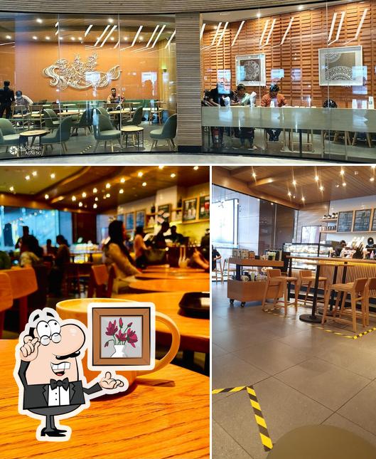 The interior of Starbucks