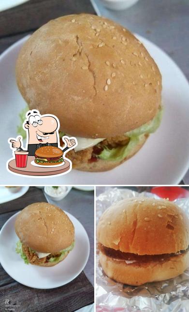 Order one of the burgers available at CFC. calcutta fried chicken