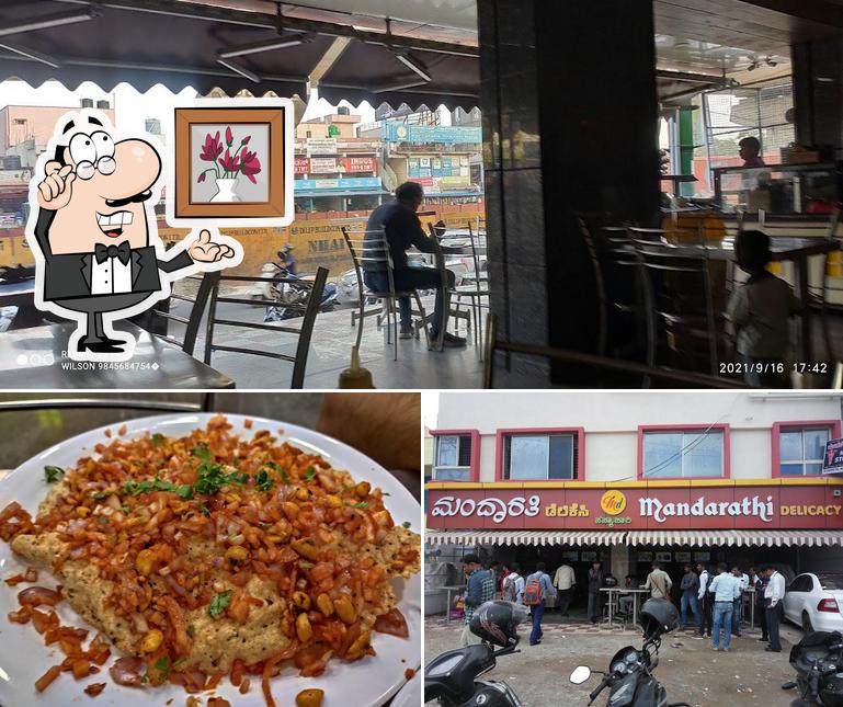 The restaurant's interior and pizza