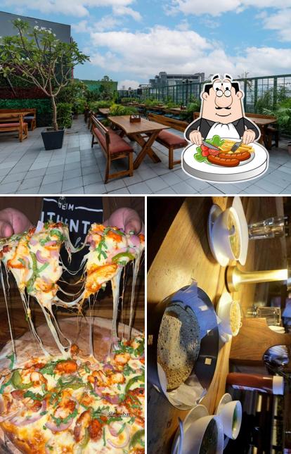 Take a look at the picture showing food and interior at RAQS Sky Bar