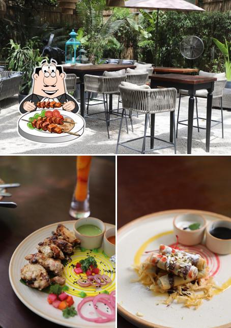 The picture of food and interior at Riches’